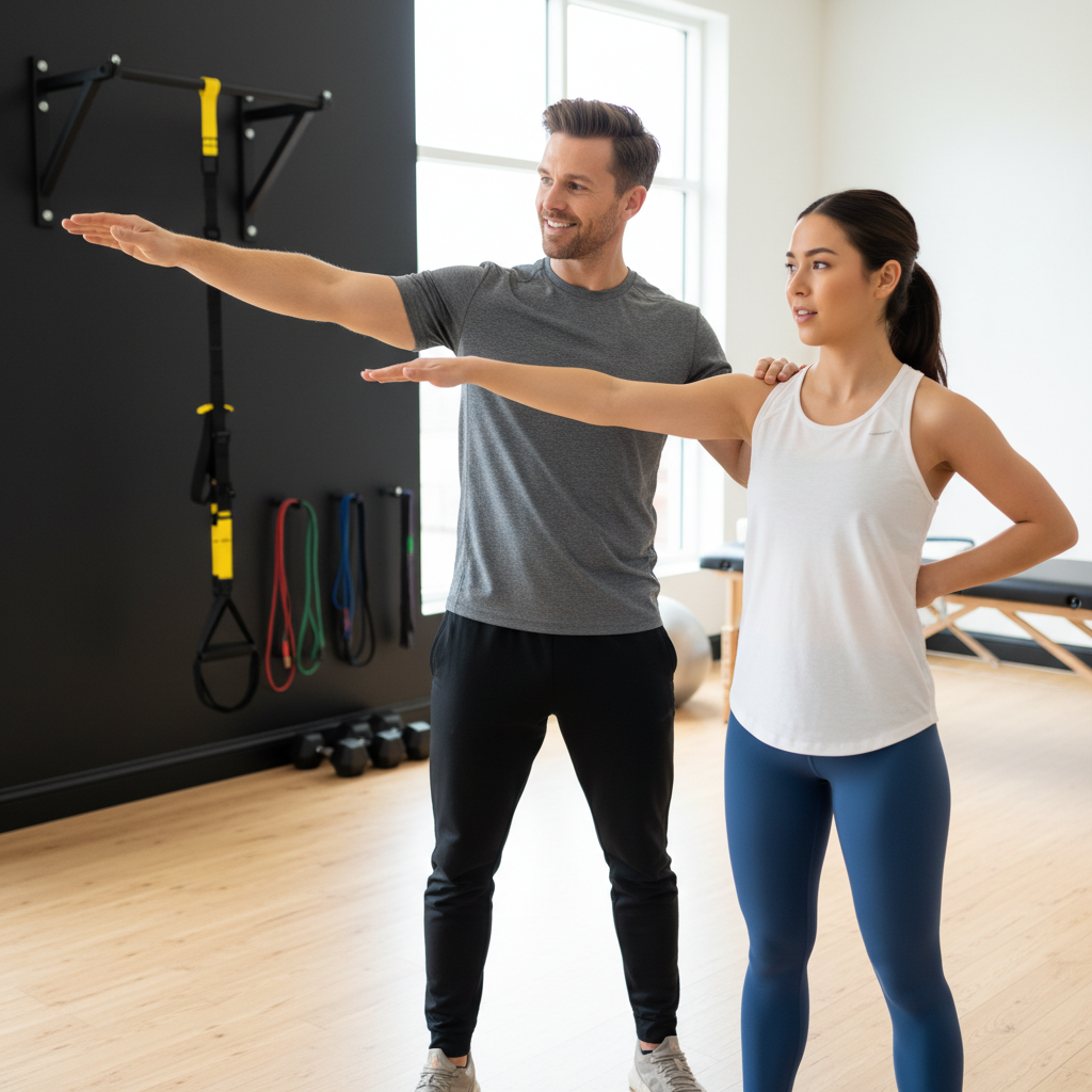Physical therapist providing personalized one-on-one performance physical therapy session to athlete in Boston clinic